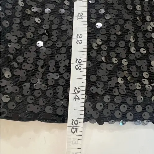 YVETTE FASHION Black Sequin Sleeveless Tank Top Women's Party Glam Stretch Size M