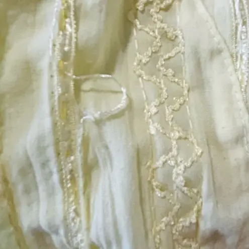 Harvé Benard Y2K Harve Benard Yellow Textured Blouse with Lace and Embroidery size Large