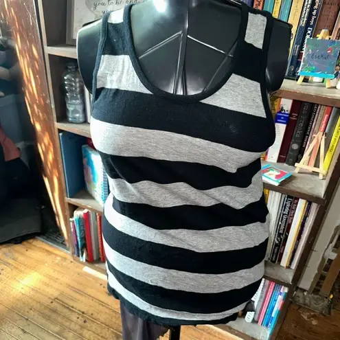 Rag and Bone  jeans black & gray striped M long tank top