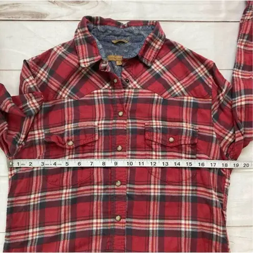 Jachs Girlfriend Bea Womens Red Plaid Flannel Button Down Size Small