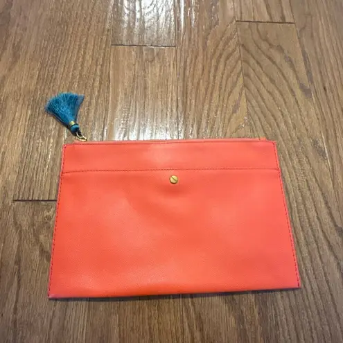 J.Crew Italian leather tassel pouch fiery red