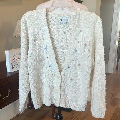 Private Party Vintage Sweater Beige Cardigan Womens M Button Up