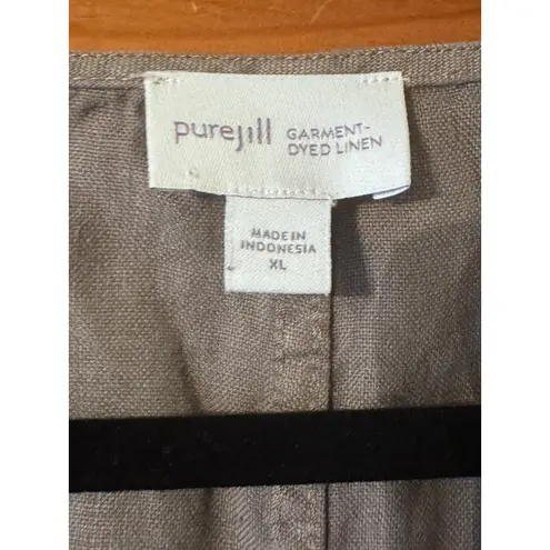 Pure Jill Garment Dyed 1005 Linen Short Sleeve Dress Pockets XL lagenlook Gray