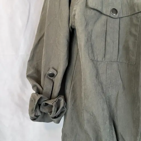 Becool Army Green Utility Zip Up Casual Neutral Shirt Jacket Size Small Classic