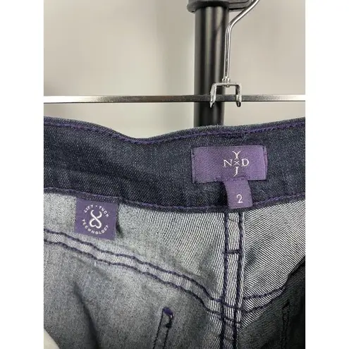 NYDJ Dark Blue Wash Lift Tuck Technology Crop Cuffed Denim Jeans Size 2