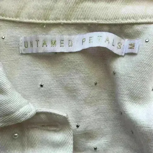 Untamed Petals Pearl Posy White Denim Jacket For Mrs. Size M