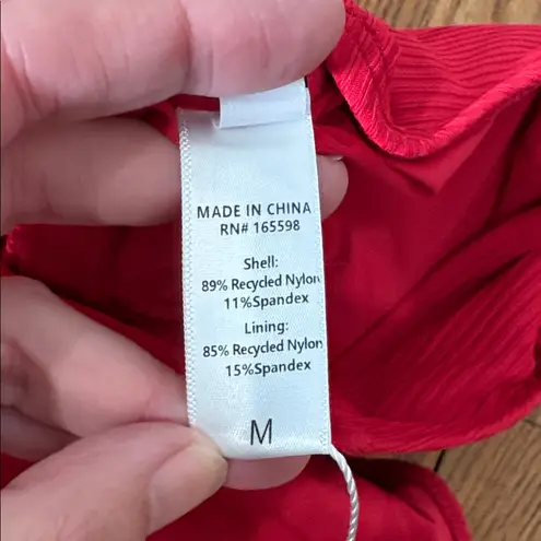 ANDIE Malibu One Piece Swimsuit Ribbed Fabric Cherry Red size M NWT