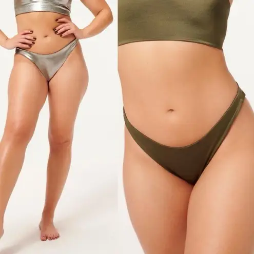 Good American New  Foil better reversible bikini bottom in stormy foil size Small