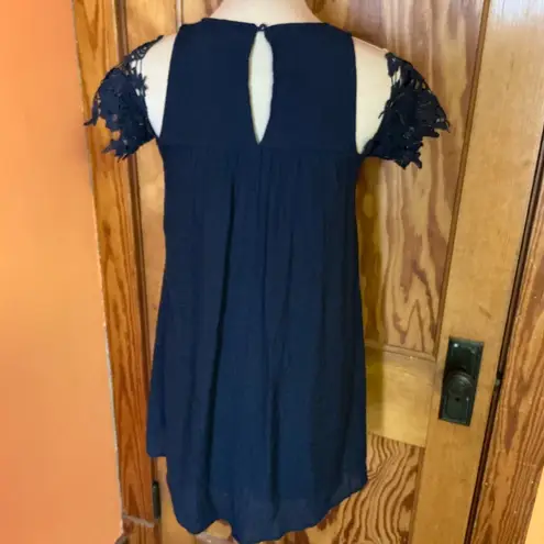 Speechless lace trimmed cold shoulder dress