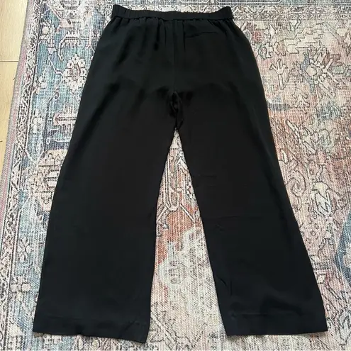 Reiss Gina Wide Leg Trouser Pants Black with White Stripe Piping Detail Size 10