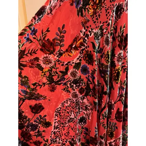 Johnny Was Bias Dress Slip Bobcat Forest Red Floral Maxi Silk Blend Size Medium