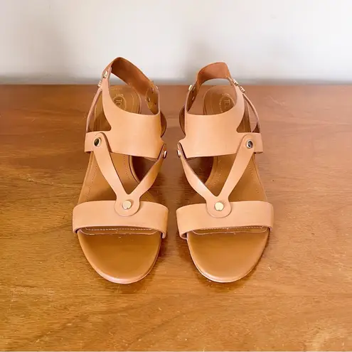 Tod's TOD’S • cognac block heel sandals leather made in Italy tan designer