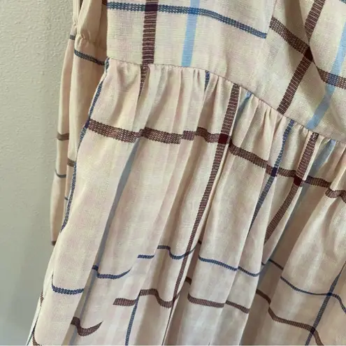 Park & Fifth “Thompson” Mini Babydoll Dress Linen Blend Striped Size Large