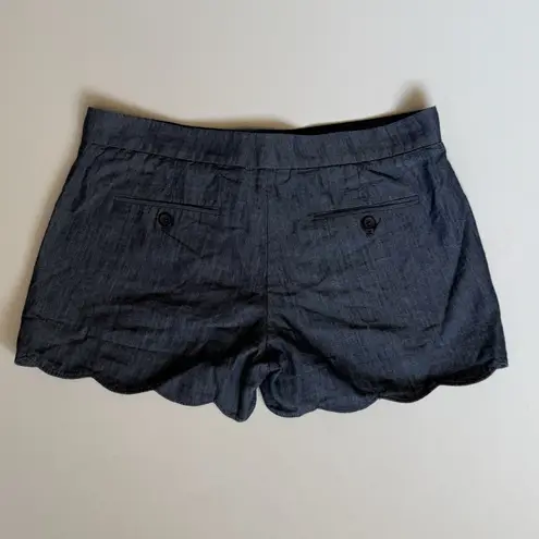 Club Monaco Women's Blue Scalloped Hem Shorts Size 4 Casual Lightweight