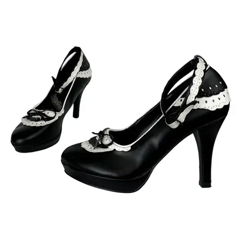 Funtasma Womens Mary Jane Heels Sz 8 Flapper Maid Halloween Dressy Black