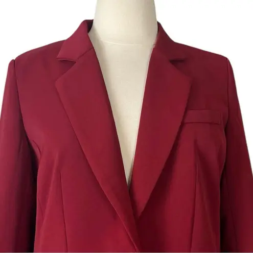 PRETTYGARDEN New Blazer 2 Button Pockets Notch Lapel Cranberry Red Women’s XL