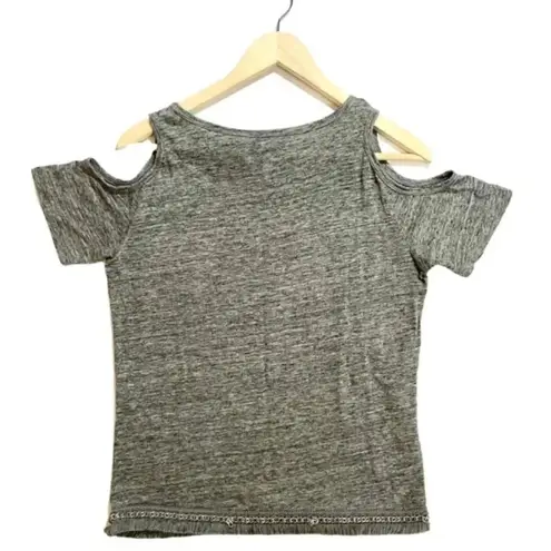 Derek Lam 10 Crosby Gray Linen Cold Shoulder Top