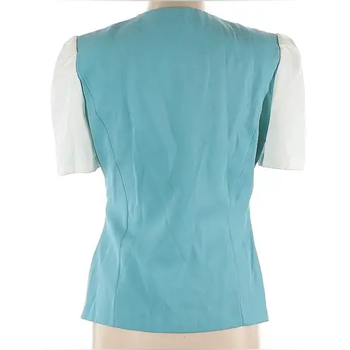 Vintage Short Sleeve Blazer Jacket Top from Dresses by Silver Threads LTD SZ 12 White Size L