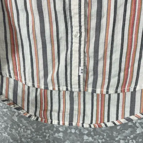 Melrose and Market Women's White Striped Button Up Top - Size Small - Long Sleeves