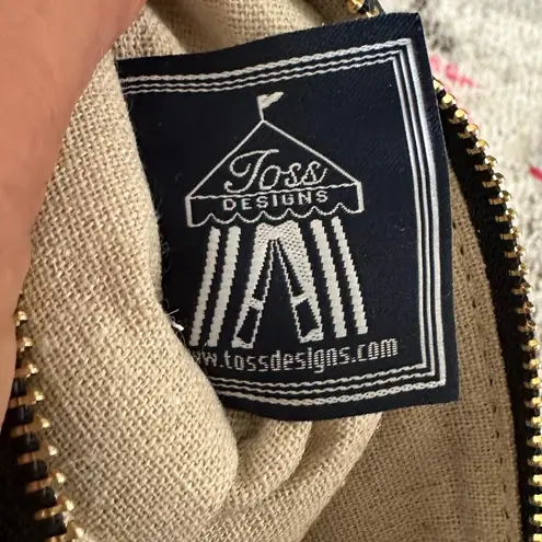 Navy Blue and Tan Colorblock Toss Pebble Faux Leather Vegan Wristlet Clutch