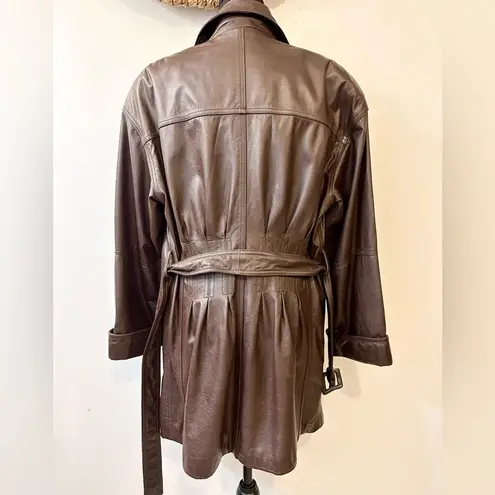 Spiegel Vintage Together Genuine Leather Short Trench Coat Brown Size Medium