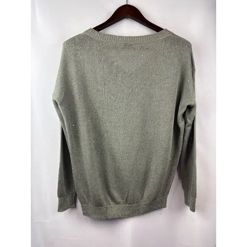 Brunello Cucinelli Women’s Small Olive Green Sparkly Knit Sweater
