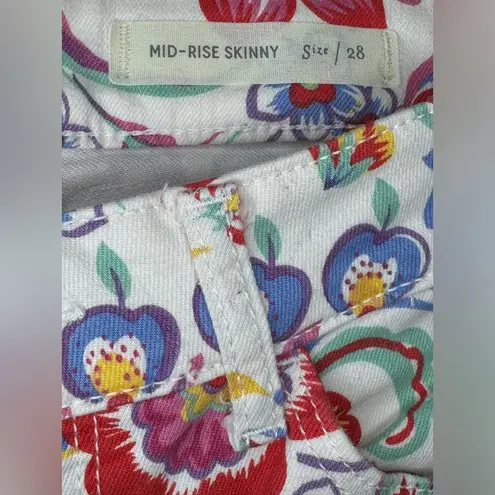 Pilcro and the Letterpress Anthropologie Mid Rise Floral Skinny Jeans Size 28