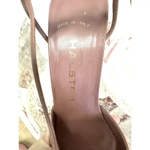 80s VTG Halston Leather Pink Strappy Slingback Pumps Heels Back Bow Italy 9N Size 9