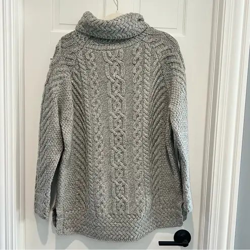 SAOL Aran Irish Sweater 100% Merino Wool Ireland Fisherman Cable Knit XXL Gray