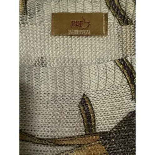 Free For Humanity Italian Equestrian Light Open Knit Sweater/Old Money, Horses L Brown Size L