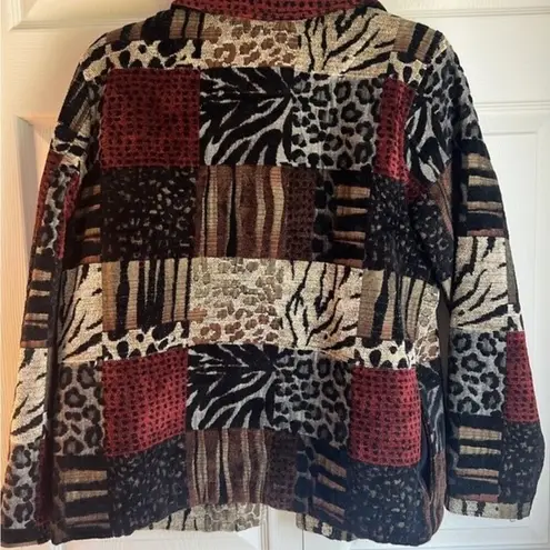 Ala Carte Animal Print Mixed Media Jacket Blazer Women's Size Medium Black