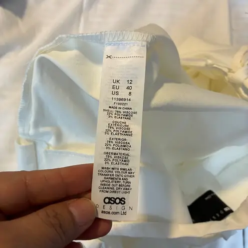 ASOS ‎ White Flare Leg Pants Tie Waist Casual Trousers Boho Grunge Casual Size 8