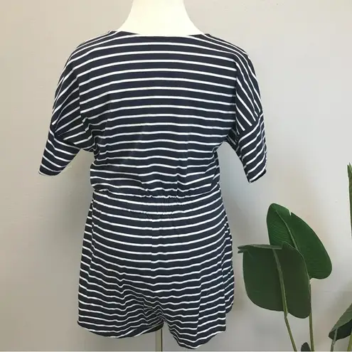 City Chic CCX Navy Love Stripe Playsuit - Size 14