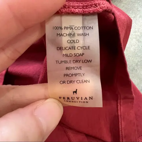 Peruvian Connection Lydia Tunic Dress Sz M Rustic Red Pima Cotton Boho Casual