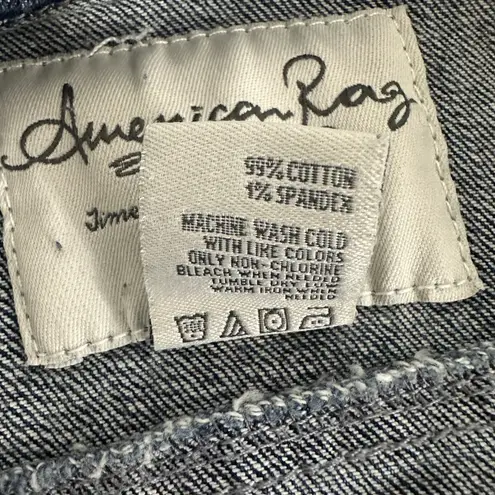 American Rag Cie Classic Blue Denim Cropped Jean Jacket Women Medium Distressed Size undefined