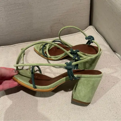 ALOHAS Grace Bicolor Green Leather Sandals Size 6.5