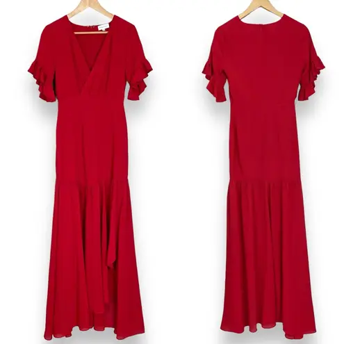 Privacy Please Privacy Please Revolve Dress Red Lobster Maxi XS Ruffle Sleeve Gown NO BELT - Image 3