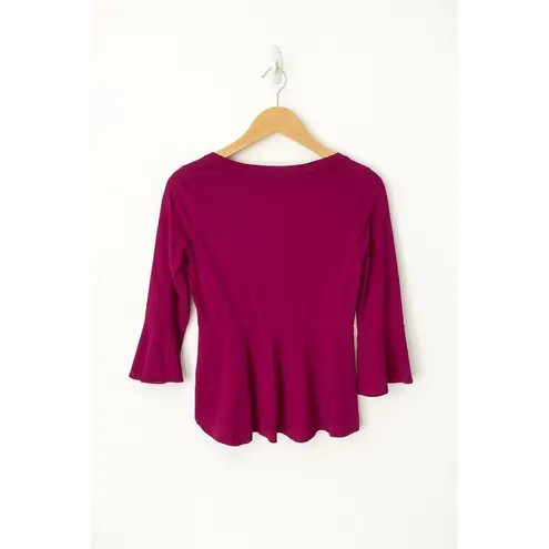 Isaac Mizrahi Live XS Pink Long Sleeve Shirt Bell Sleeves Flare Hem