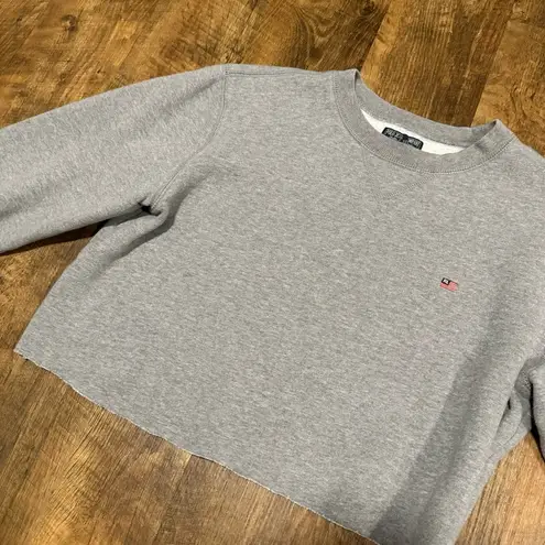 Vtg Y2K Polo Ralph Lauren Cropped Pullover Crewneck Sz Medium Grey Flag