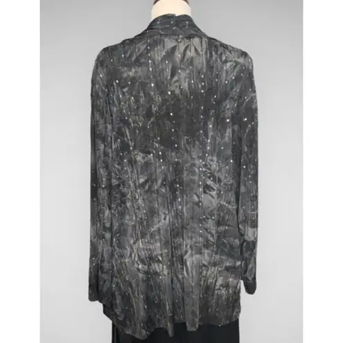 Avenue NWT  Smokey Gray Satiny Multicolor Sequins Embroidery Jazzy Cardigan 22/24