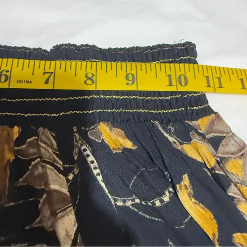 Carole Little Long Boho women Skirt with Sunflowers for Fall Size 12 Vintage Black
