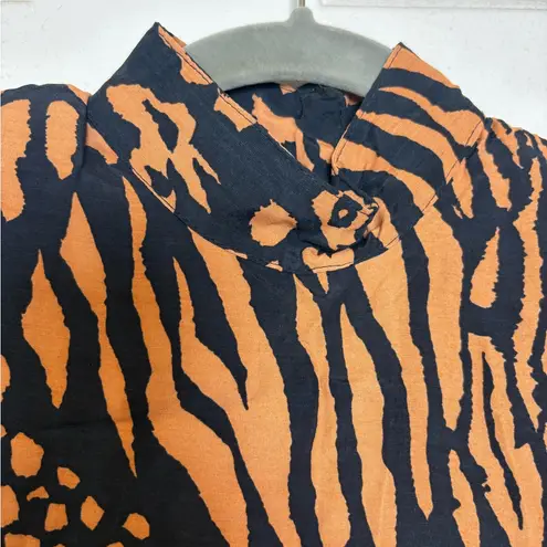 All that jazz Vintage Abstract Animal Print Midi Dress 70s 80s Tiger Cheetah S