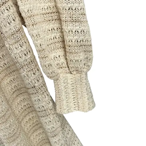 Anthropologie  Cream Open Knit Cardigan Sweater Longline One Size