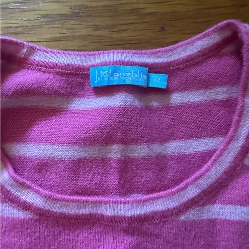 J. McLaughlin Pink on Pink Stripe Cotton Modal Blend Pocket Sweater, Size M
