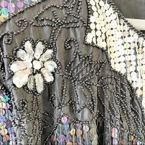 Mark & John Vintage Deadstock Sequin Top Silk Free Size 90s Golden Girls Costume Black