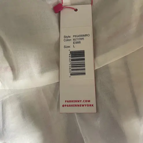 NWT Parker New York Striped Linen Bow Front Peplum Top Multicolored Large