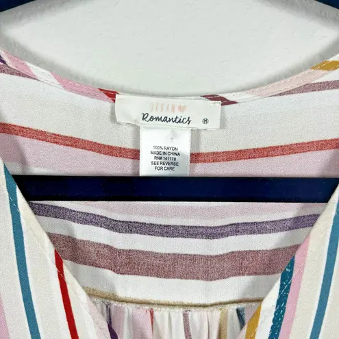 Urban Romantics Women's Striped Tie Front Crop Top Size M Multicolor Button Down