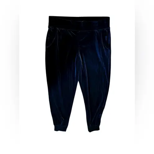 Liverpool Pull-On Stretch Velvet Joggers Midnight Blue Sz LG Holiday Pockets
