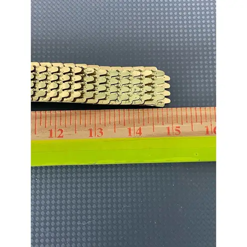 Vintage 70s Gold Metal Fish Scale Stretch Belt Disco Size Medium/Large