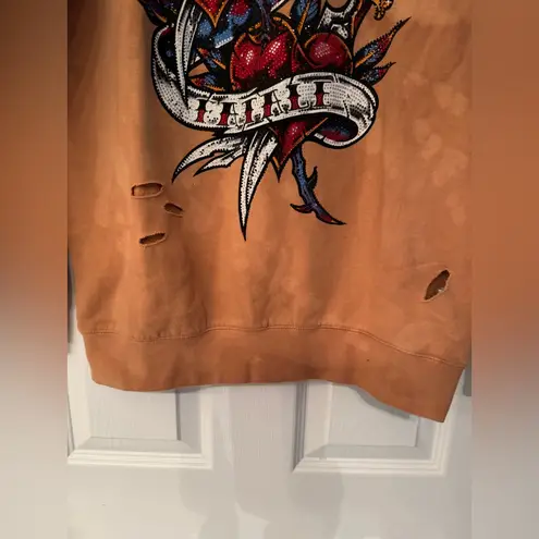 Affliction BOBBI RUTH Women’s Orange & Black Sweatshirt Fleece Size XS